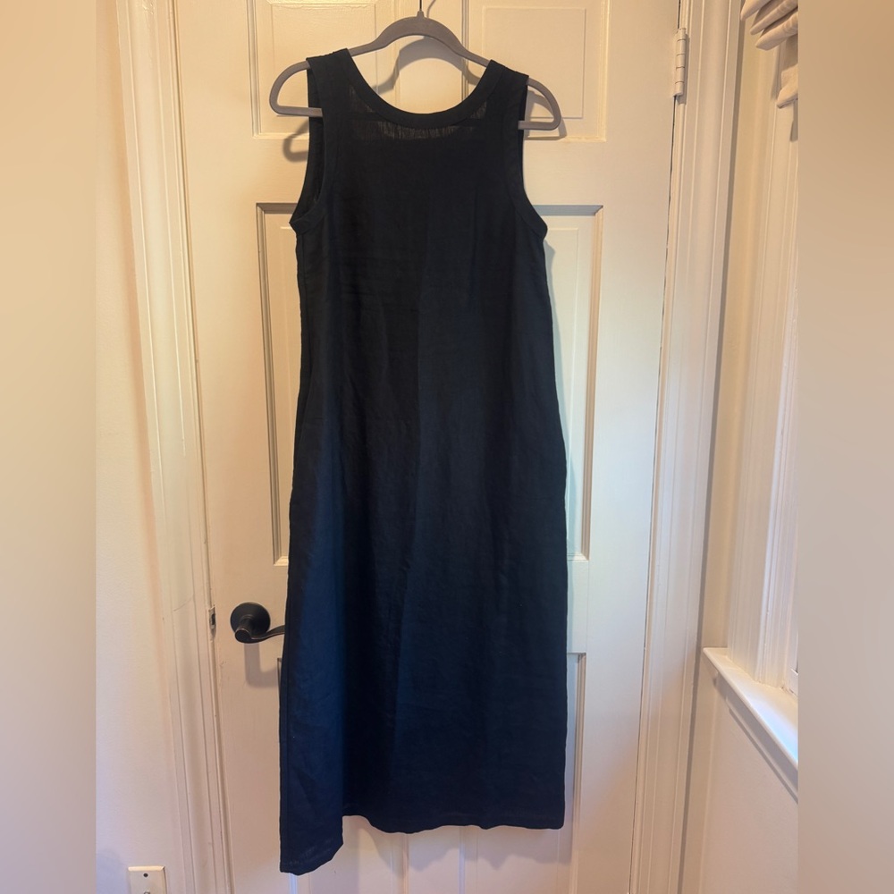 Sauths 100% Linen Carmen Black Sleeveless Maxi Dress